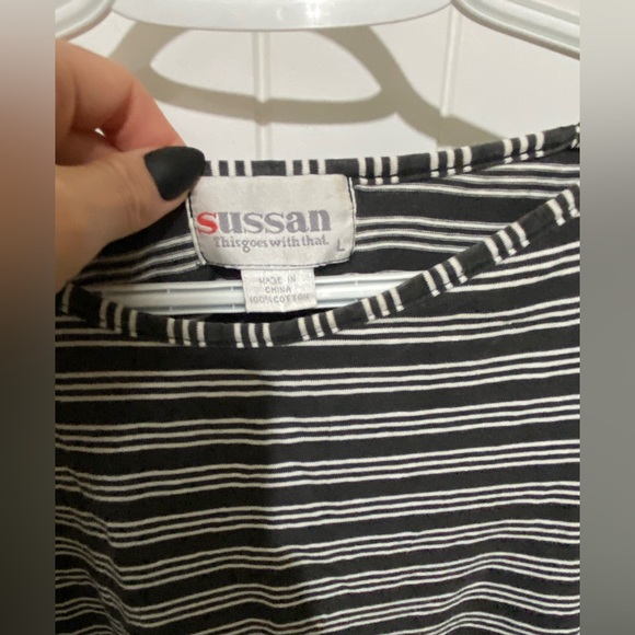 Vintage 90s Striped Cropped Tee - Size L - Picture 3 of 6